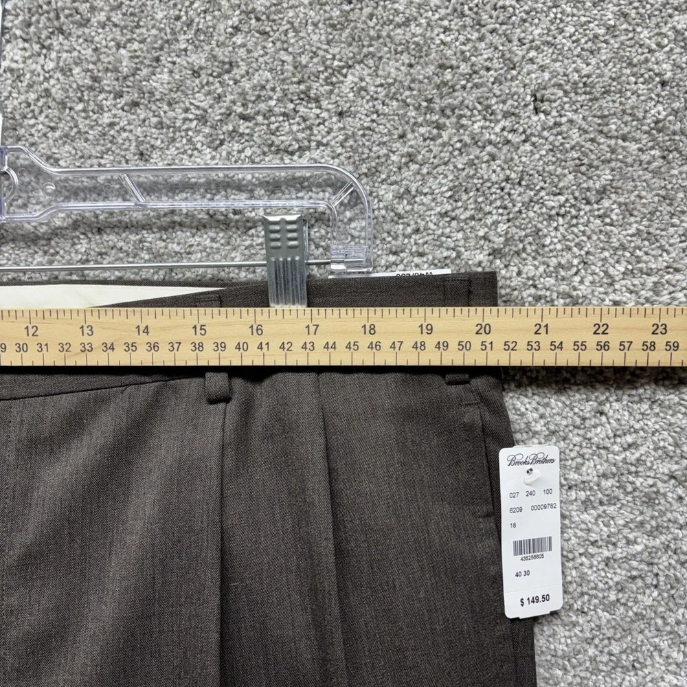 Brooks Brothers Madison Fit Brown 100% Wool Dress Pants Size 40x30 Pleated NWT